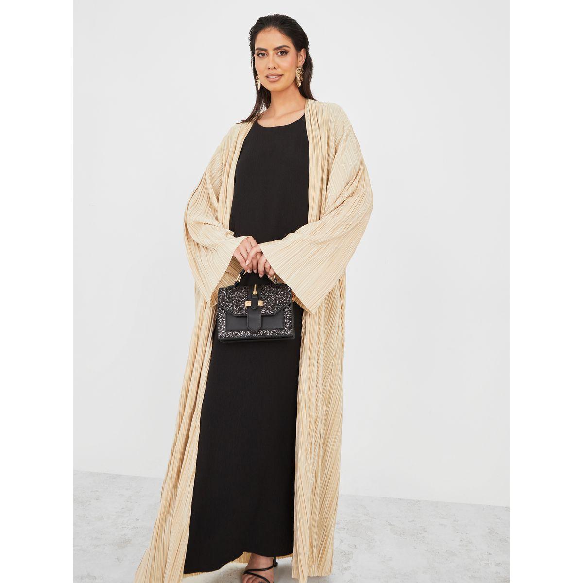 عباية بليسيه مفتوحة من الامام-women-arabicclothing-abayas-image-2