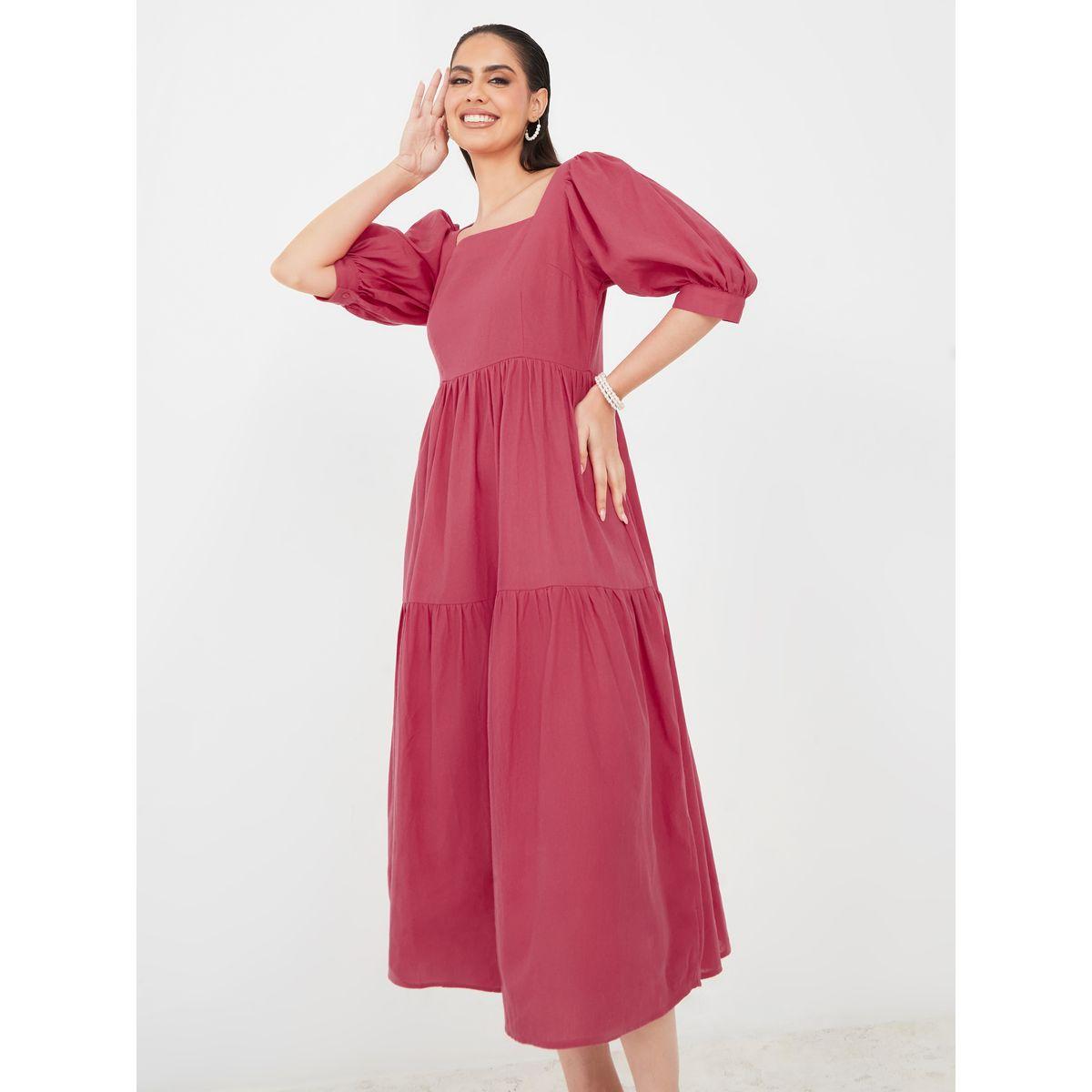 Styli Square Neck Cotton Tiered Midi Dress-women-clothing-dresses-image-2