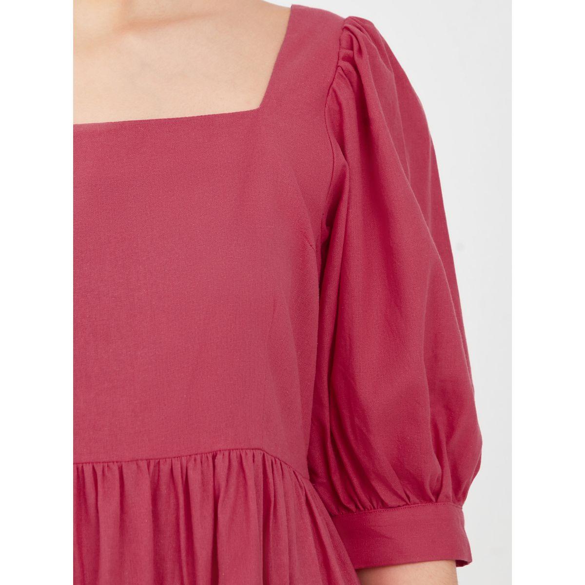 Styli Square Neck Cotton Tiered Midi Dress-women-clothing-dresses-image-3