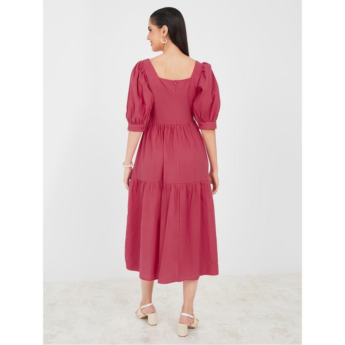 Styli Square Neck Cotton Tiered Midi Dress-women-clothing-dresses-image-4