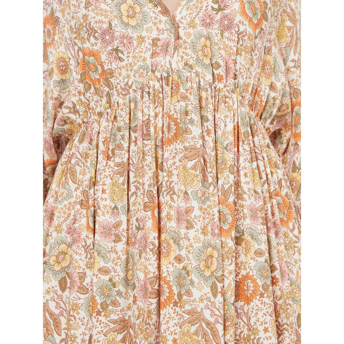 Styli Gathered Detail Bohemian Print A-Line Midi Dress-women-clothing-dresses-image-3