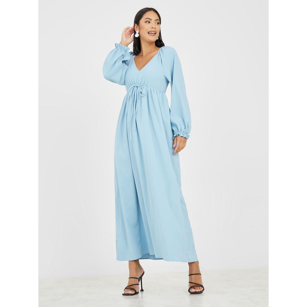 Styli Gathered Detail A-Line Maxi Dress-women-clothing-dresses-image-1