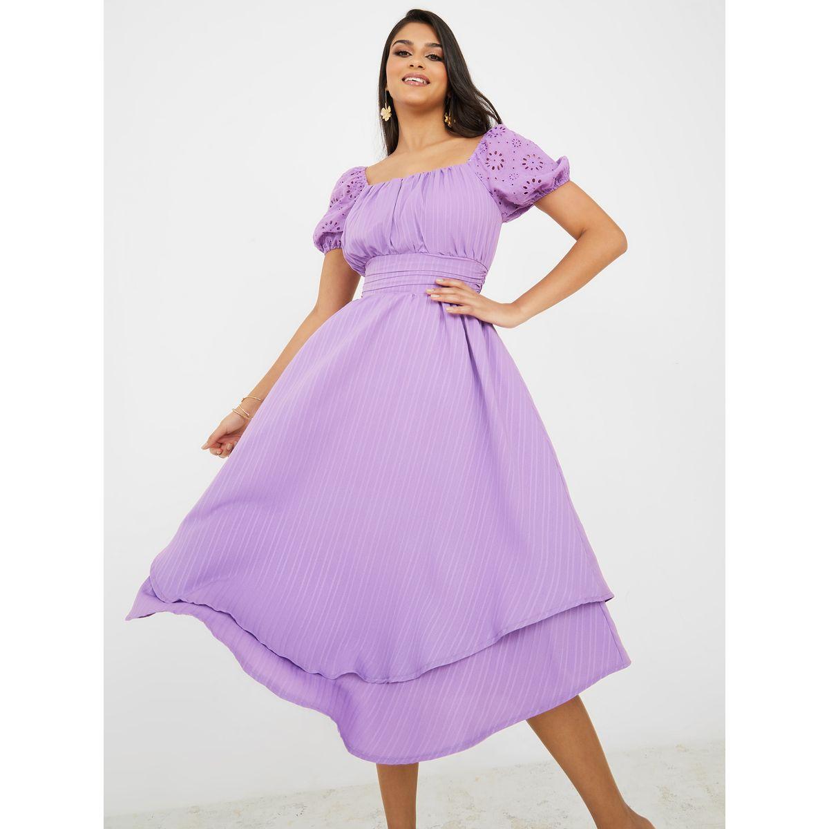 Styli Broderie Sleeves A-Line Midi Dress-women-clothing-dresses-image-2