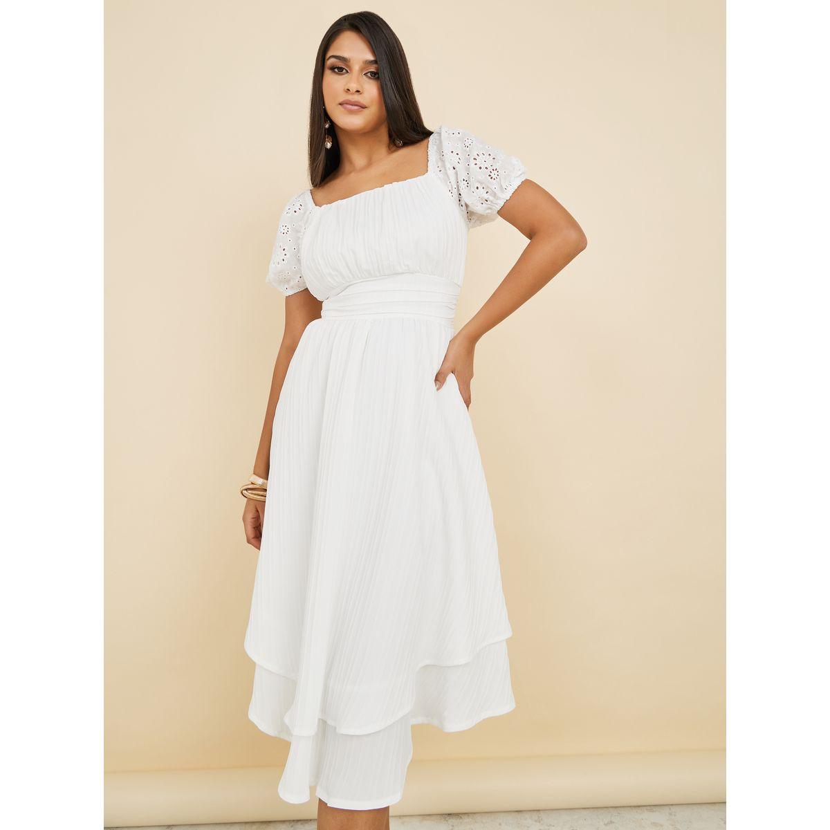 فستان ميدي باكمام مزينة بفتحات-women-clothing-dresses-image-1