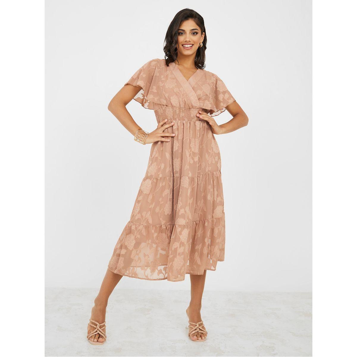 فستان ميدي بتفاصيل مزمومة-women-clothing-dresses-image-2