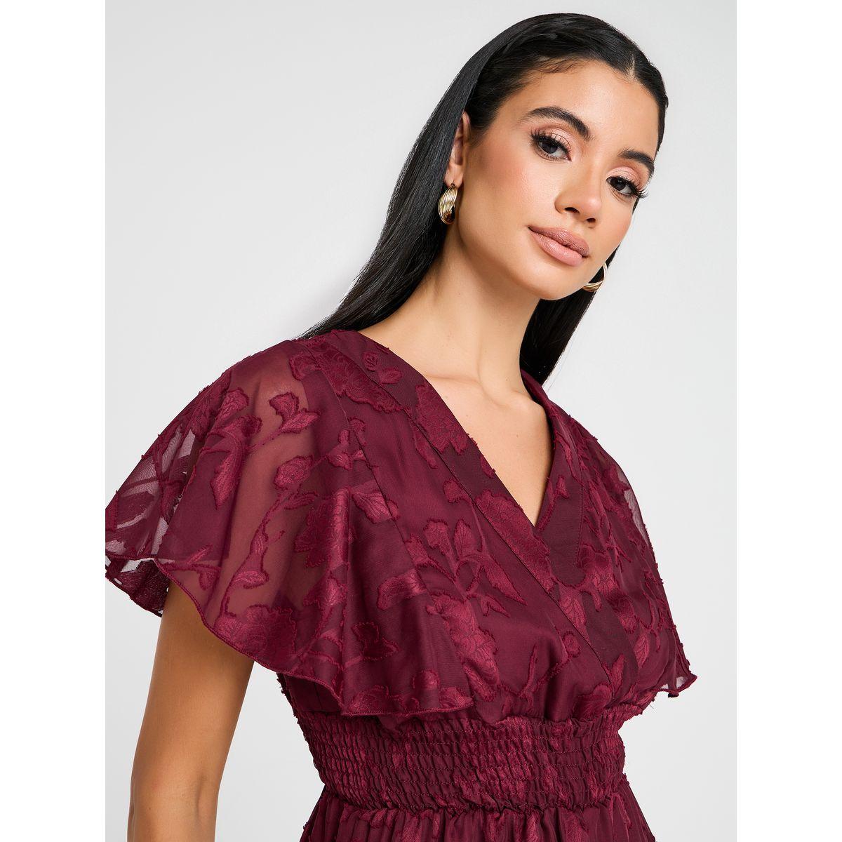 Styli Jacquard Frill Sleeve Tiered Midi Dress-women-clothing-dresses-image-4