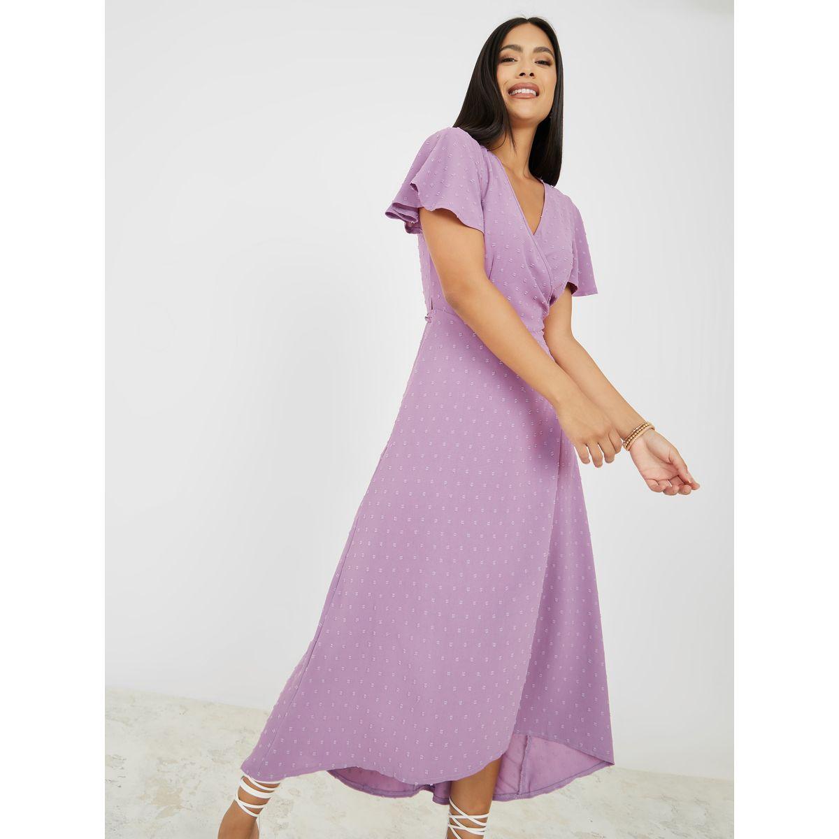Styli Dobby Asymmetric Hem Wrap Maxi Dress-women-clothing-dresses-image-1