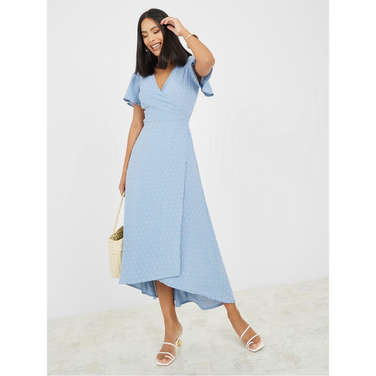 Styli Dobby Asymmetric Wrap Midi Dress-women-clothing-dresses-image-1