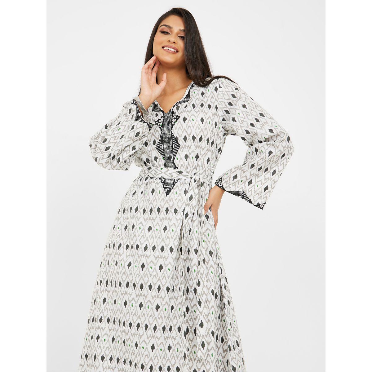 Styli All Over Print Jalabiya with Thread Embroidery-women-arabicclothing-jalabiyas-image-2