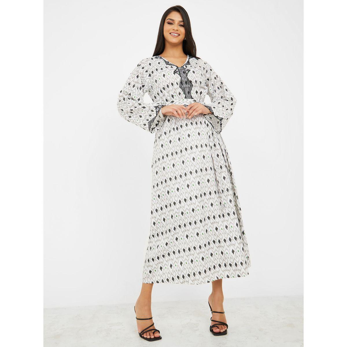 Styli All Over Print Jalabiya with Thread Embroidery-women-arabicclothing-jalabiyas-image-5