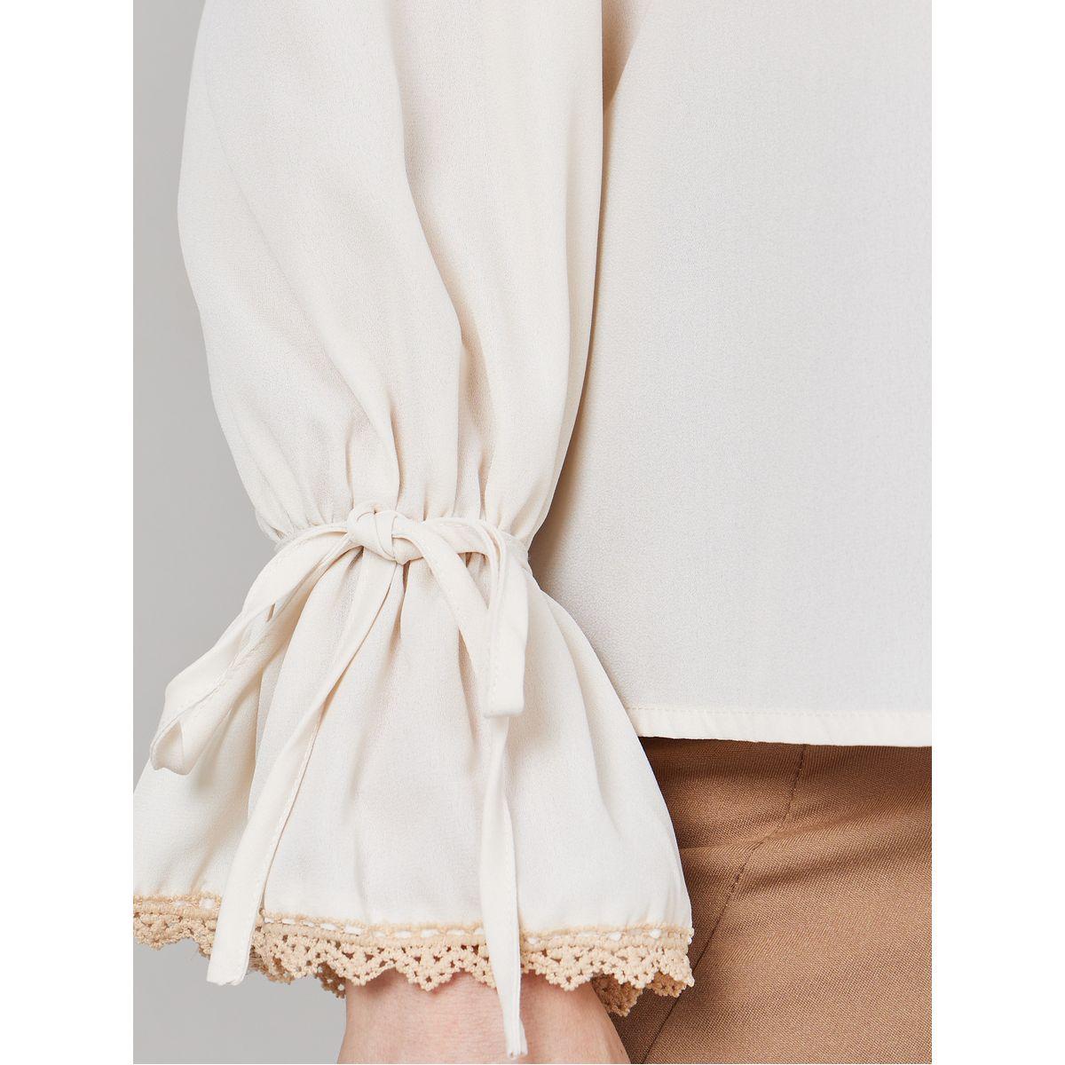 Styli V Neck Lace Insert Long Sleeve Blouse-women-clothing-shirtsandblouses-blouses-image-4