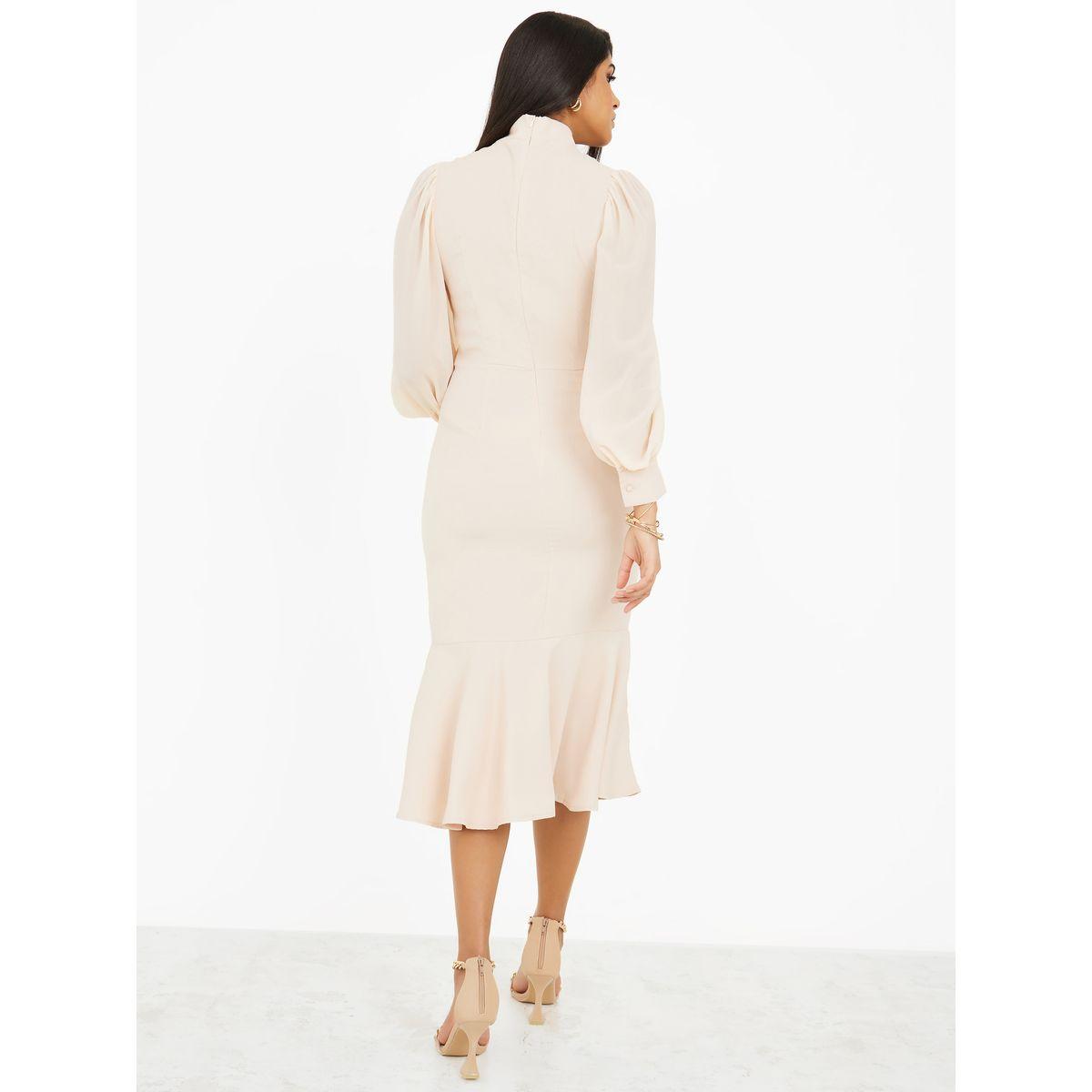 فستان ميدي بياقة بأربطة-women-clothing-dresses-image-4