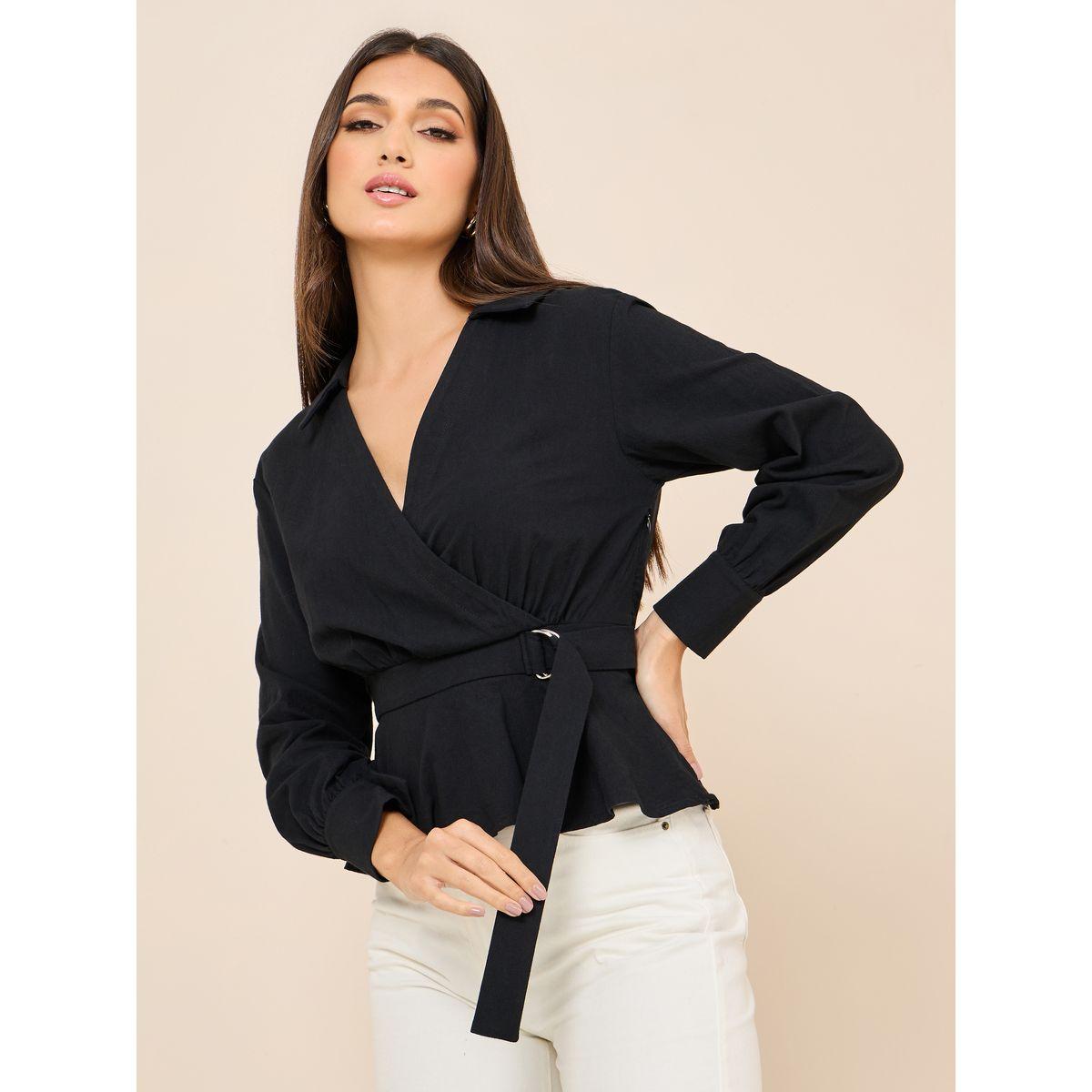 Styli Belted Waist Regular Fit Peplum Top-women-clothing-shirtsandblouses-blouses-image-1