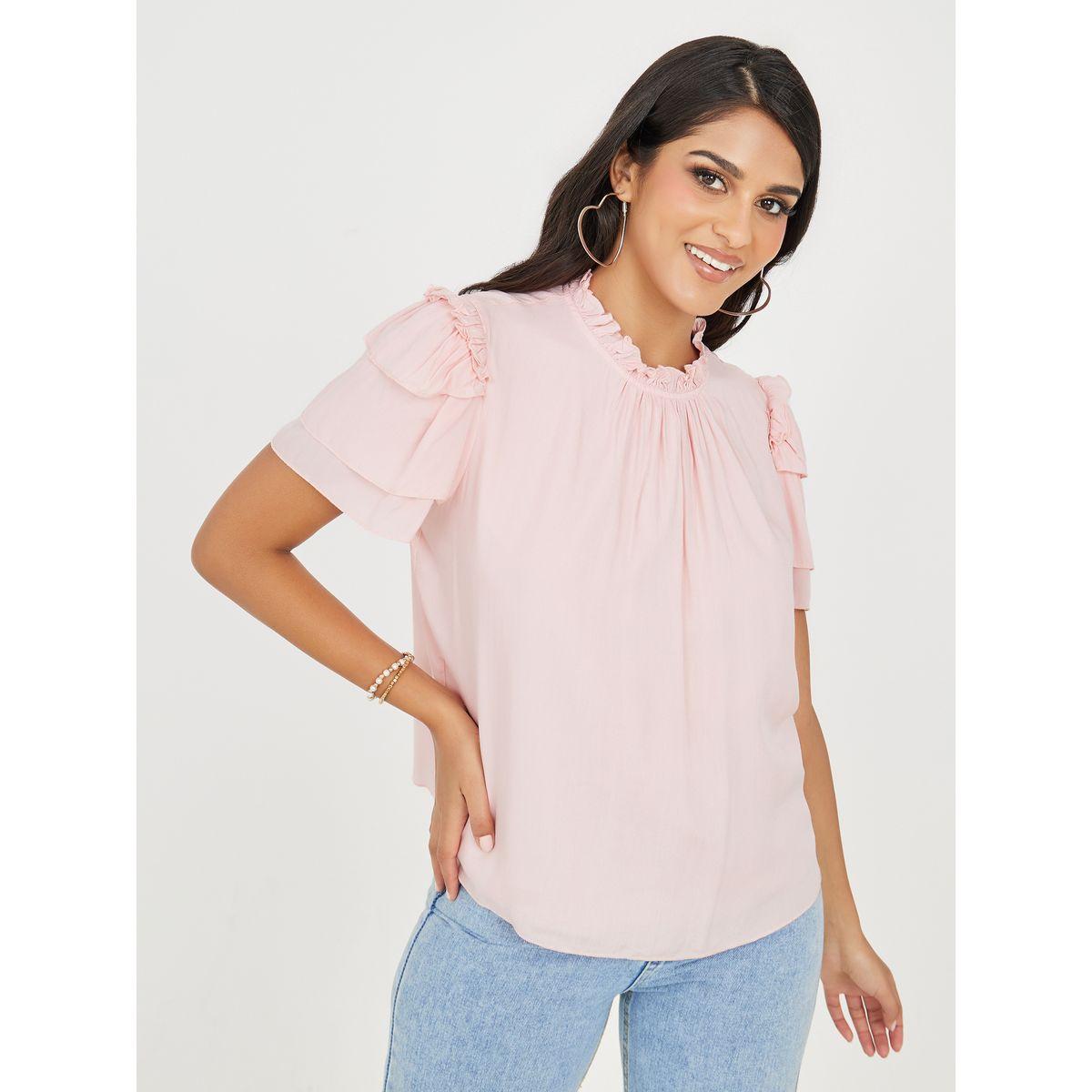 بلوزة بياقة عالية واكمام بكشكش-women-clothing-shirtsandblouses-blouses-image-4