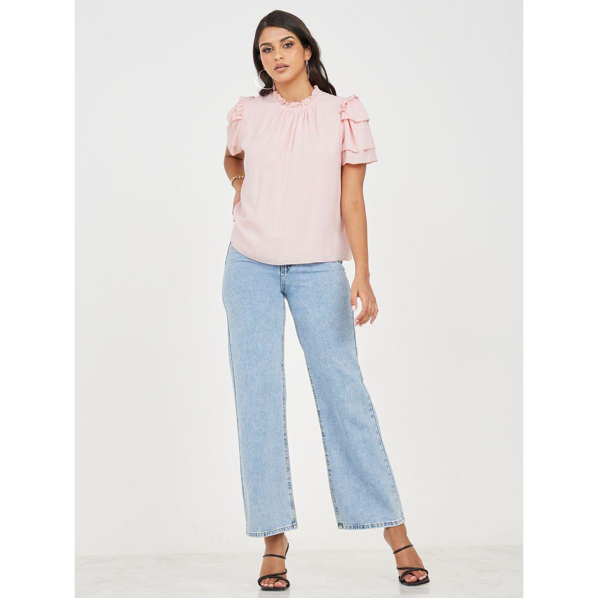 بلوزة بياقة عالية واكمام بكشكش-women-clothing-shirtsandblouses-blouses-image-3