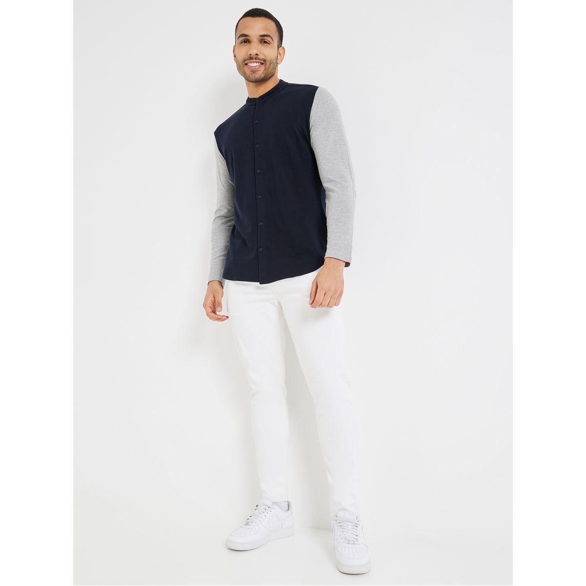 Styli Pure Cotton Micro Pique Colorblock Shirt-men-clothing-shirts-image-2