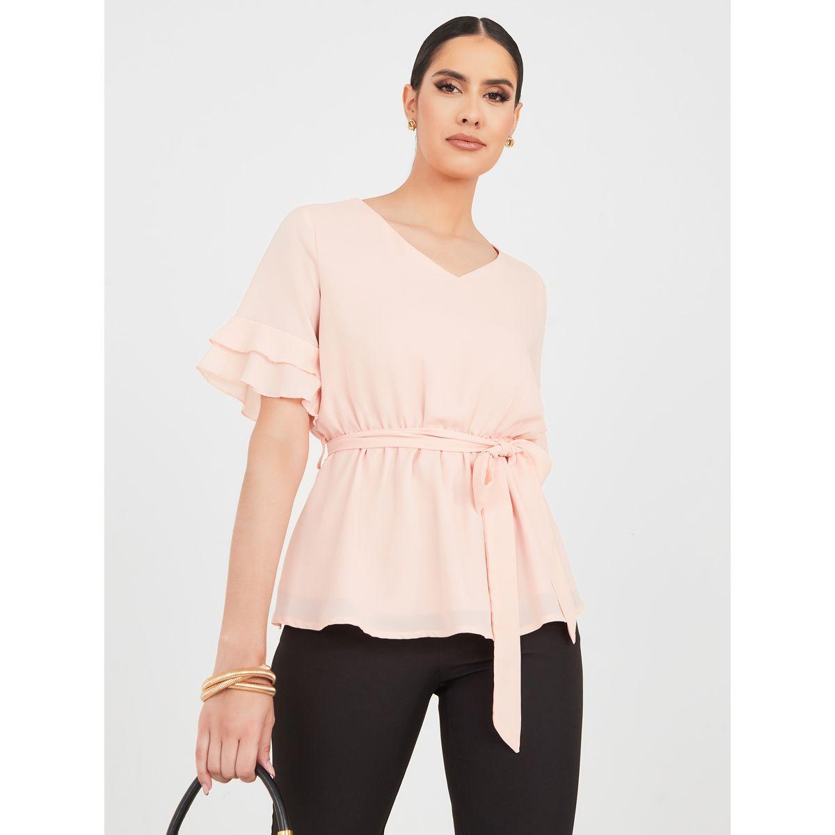 Styli Self Tie Belt Regular Fit Peplum Top-women-clothing-shirtsandblouses-blouses-image-1