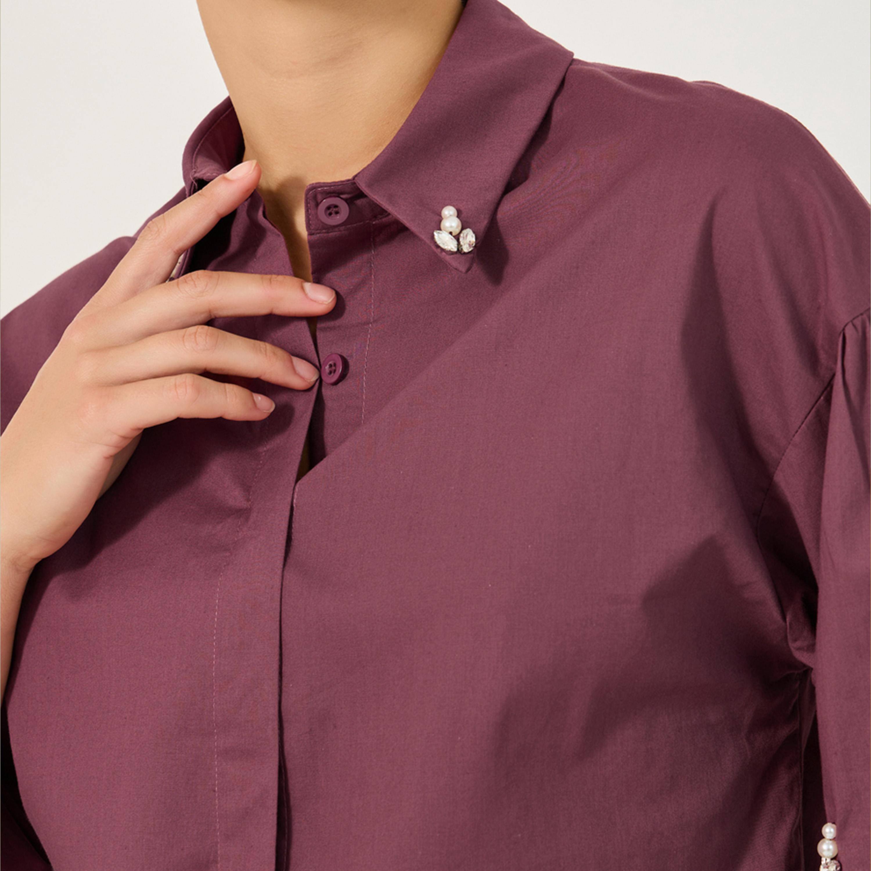 ستايلي - قميص مزين بياقة واسعة وأكمام منفوخة-women-clothing-shirtsandblouses-shirts-image-4