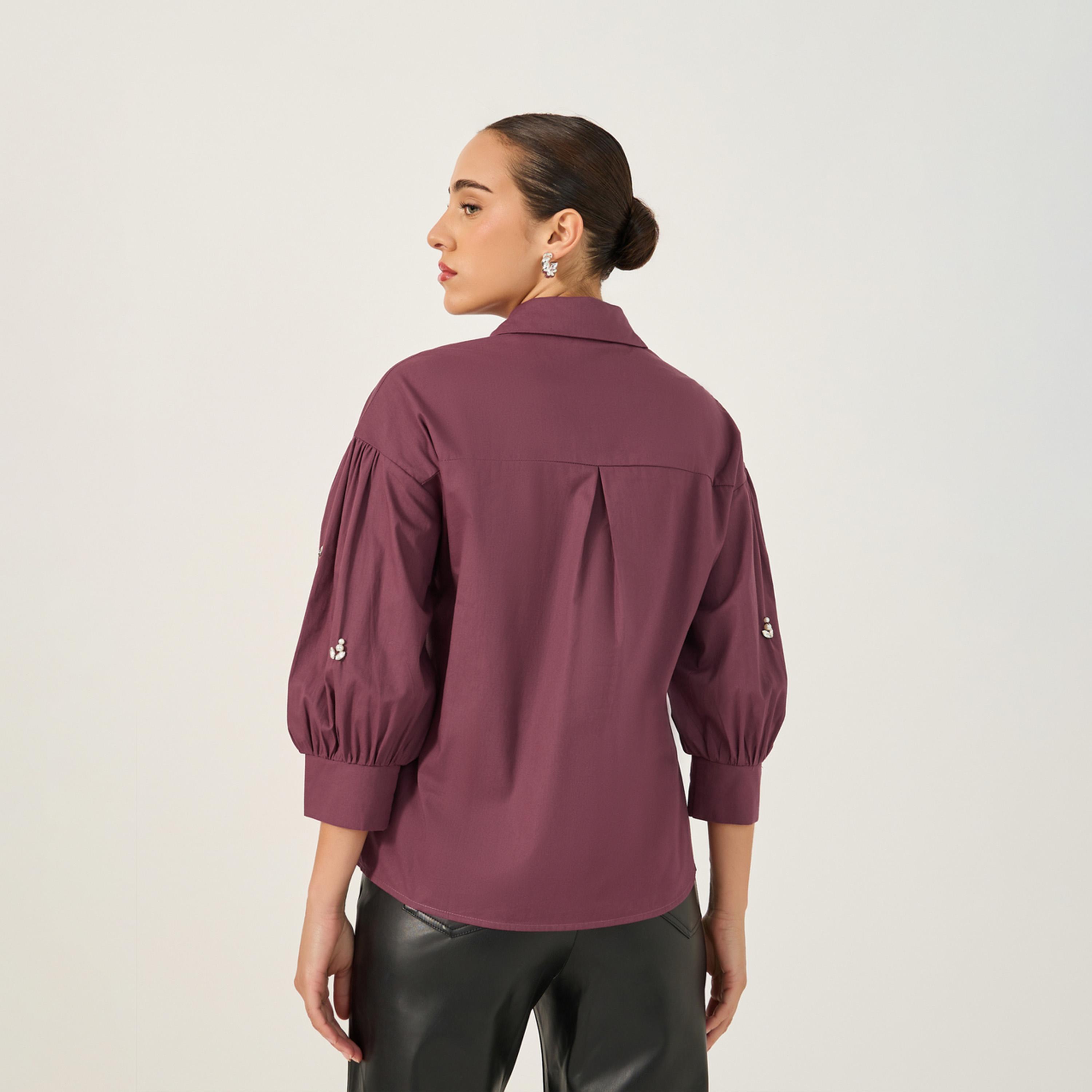 ستايلي - قميص مزين بياقة واسعة وأكمام منفوخة-women-clothing-shirtsandblouses-shirts-image-6