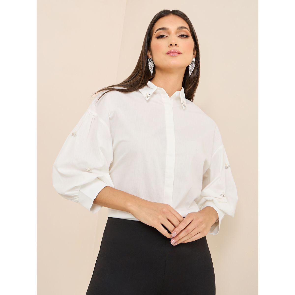 Styli Embellished 3/4 Sleeve Regular Fit Shirt-women-clothing-shirtsandblouses-shirts-image-1
