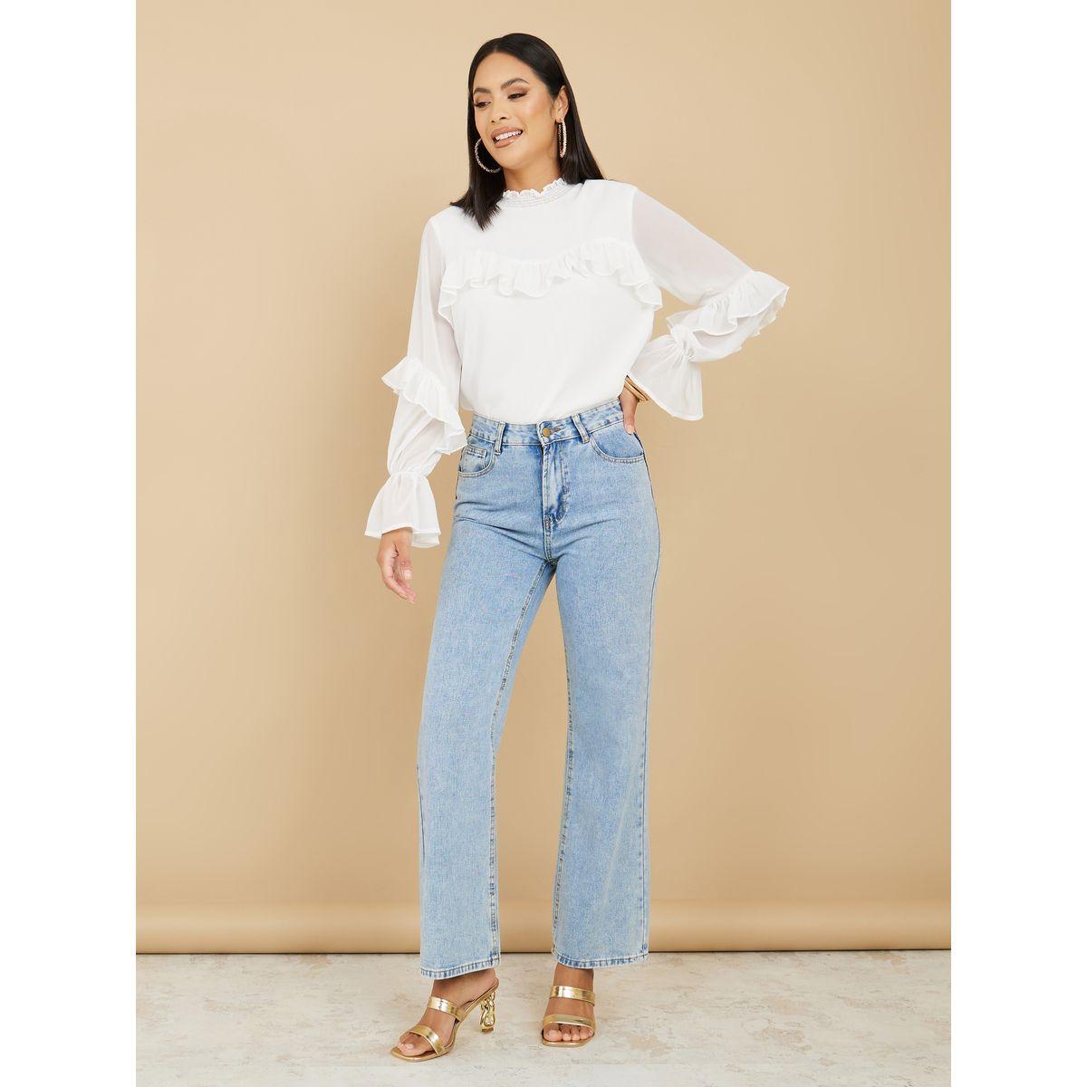 Styli Ruffle Sleeves Shirred Detail Blouse-women-clothing-shirtsandblouses-blouses-image-2