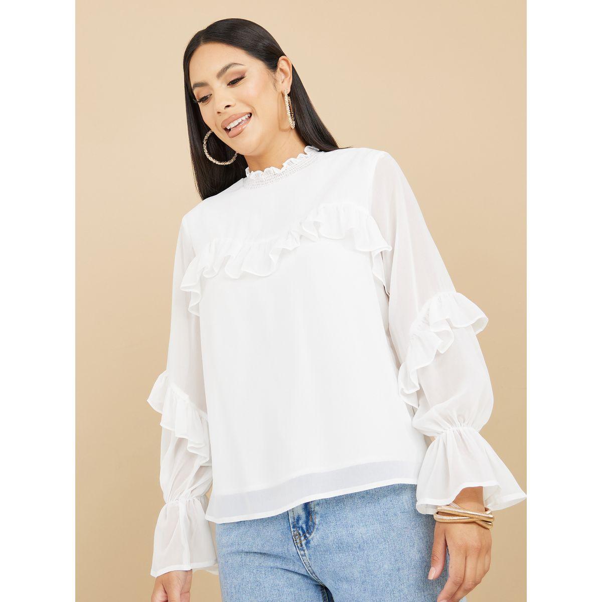 بلوزة كاجوال مزينة بكشكش-women-clothing-shirtsandblouses-blouses-image-3
