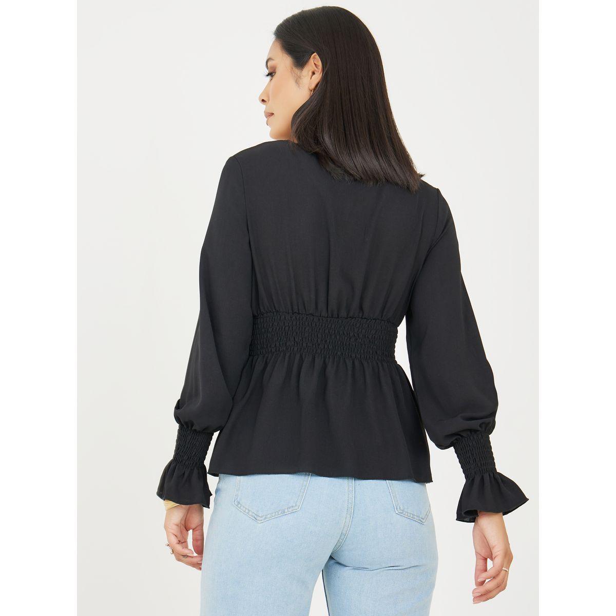 بلوزة بنمط لف واكمام مكبلة-women-clothing-shirtsandblouses-blouses-image-4
