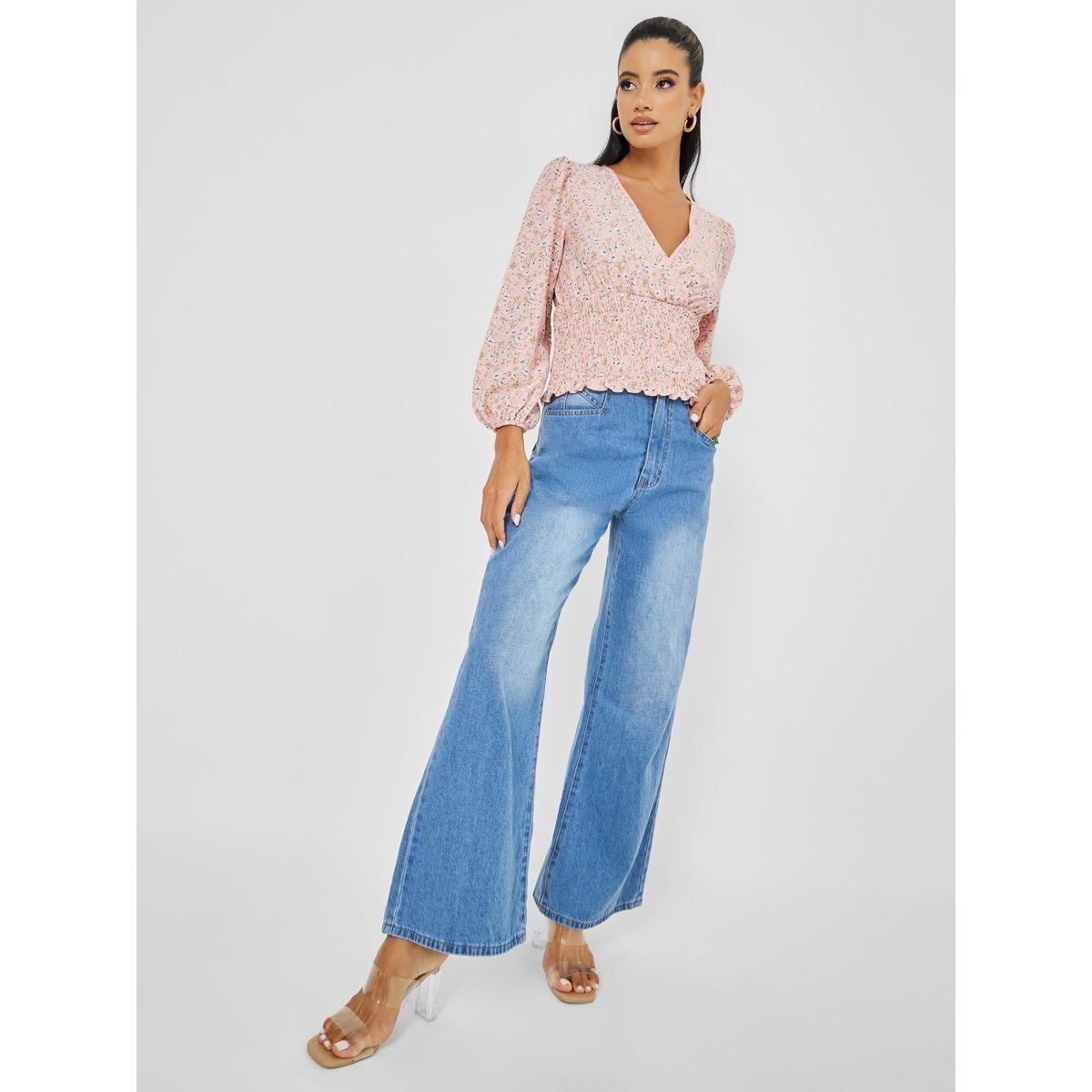 Styli Crepe Ditsy Print Wrap Top-women-clothing-shirtsandblouses-blouses-image-2
