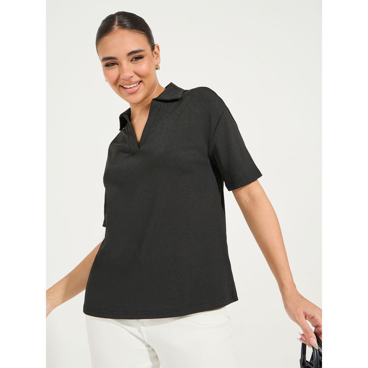 تيشيرت بياقة بولو وقصة عادية-women-clothing-tshirts-image-1