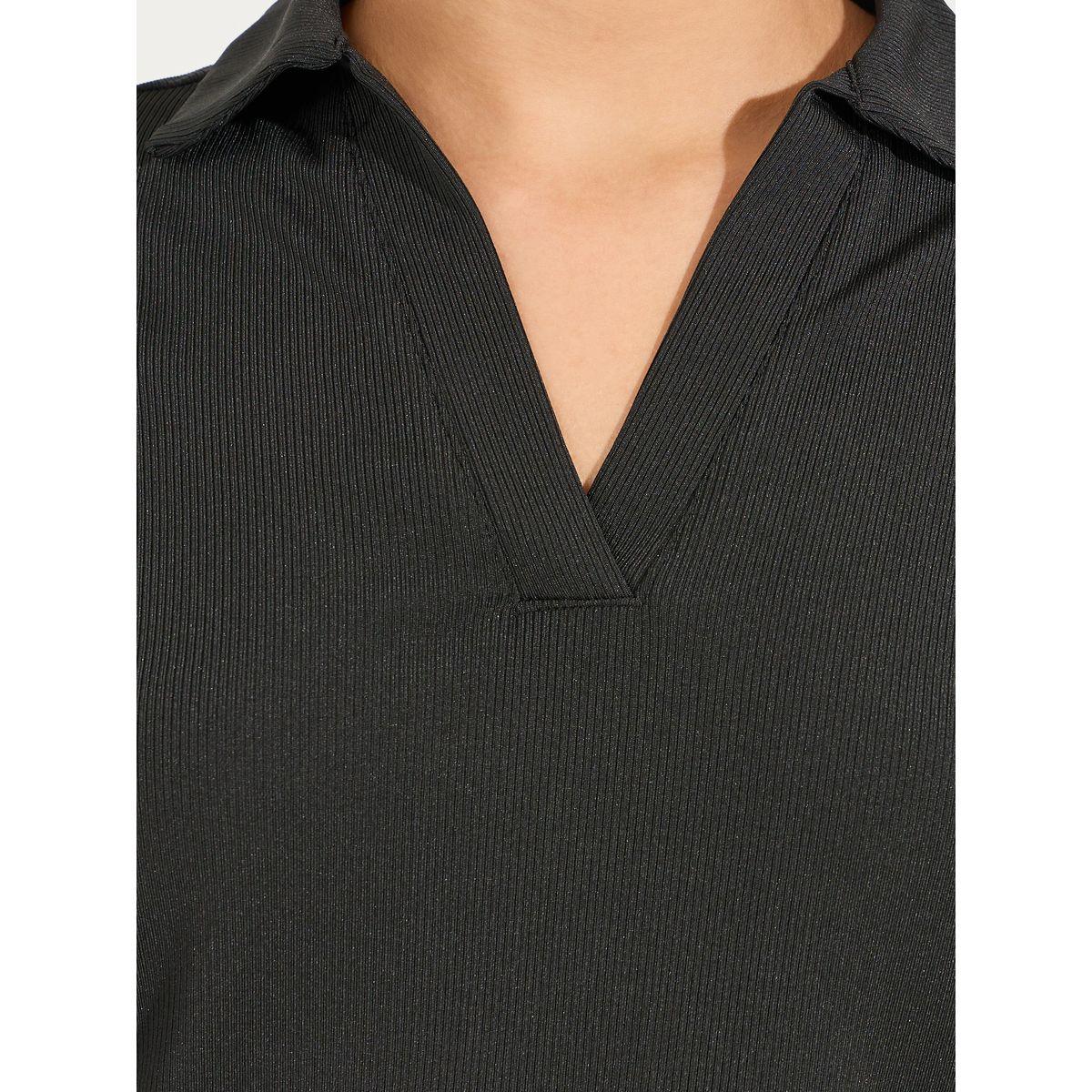 Styli Rib Regular Fit Collared Neck Polo T-Shirt-women-clothing-tshirts-image-3