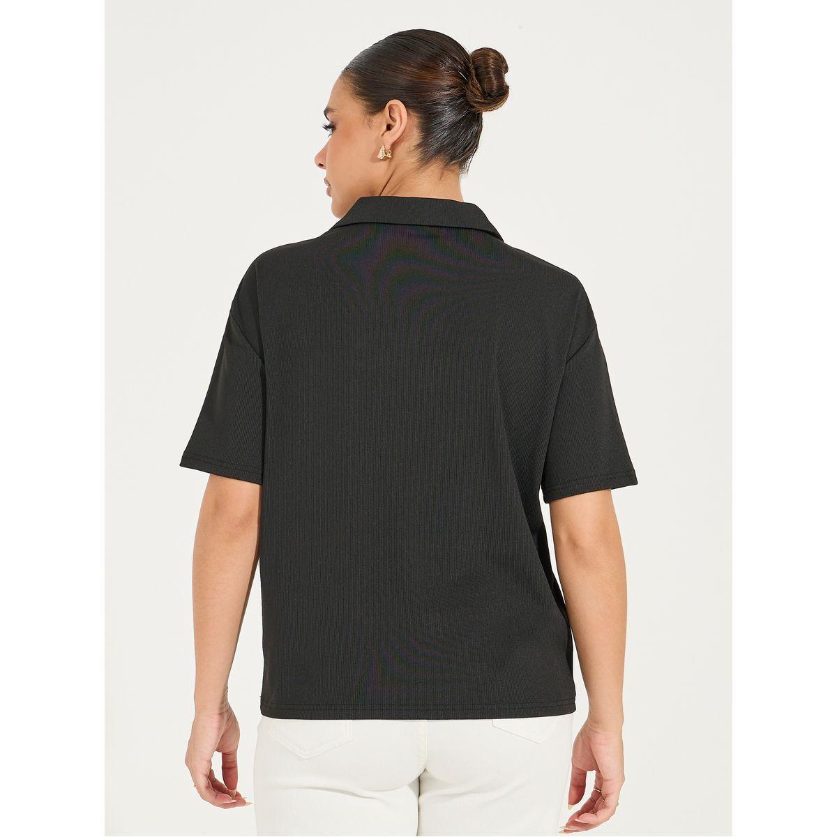 تيشيرت بياقة بولو وقصة عادية-women-clothing-tshirts-image-4