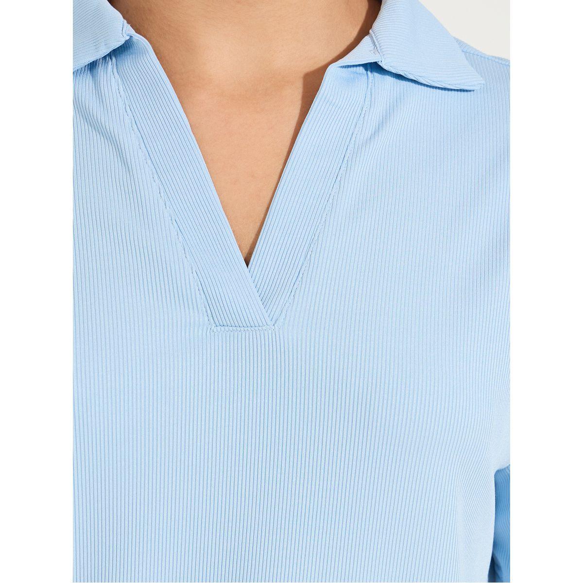 Styli Rib Regular Fit Collared Neck Polo T-Shirt-women-clothing-tshirts-image-4