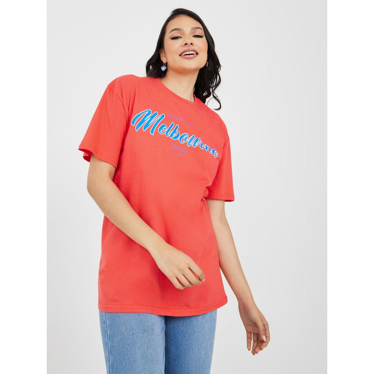 Styli Oversized Melbourne Slogan Print Longline T-shirt-women-clothing-tshirts-image-1