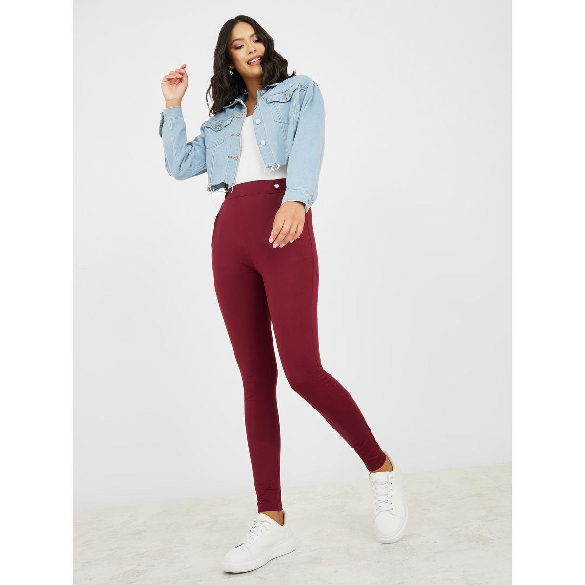 Styli Super Stretch Treggings with Button Detail-women-clothing-bottoms-leggings-image-2