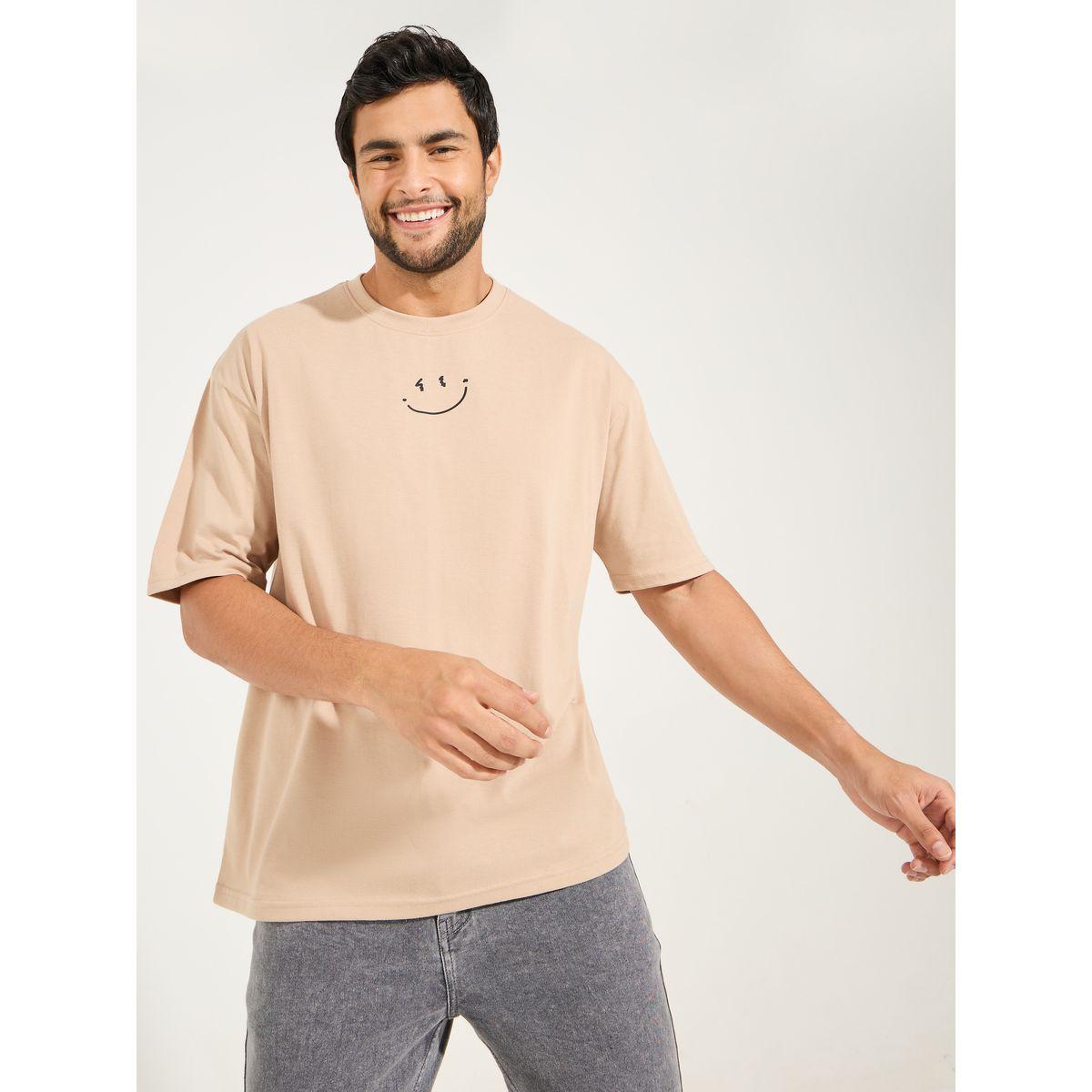 Styli Minimal Emoji Chest Print Oversized T-Shirt-men-clothing-tshirtsandpolos-tshirts-image-1