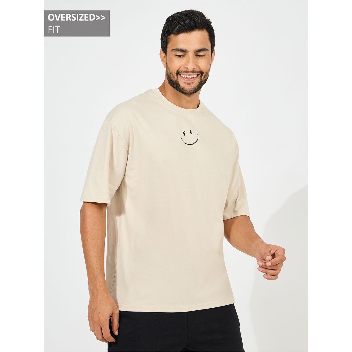 تيشيرت فضفاض بطبعة ايموجي على الصدر-men-clothing-tshirtsandpolos-tshirts-image-1
