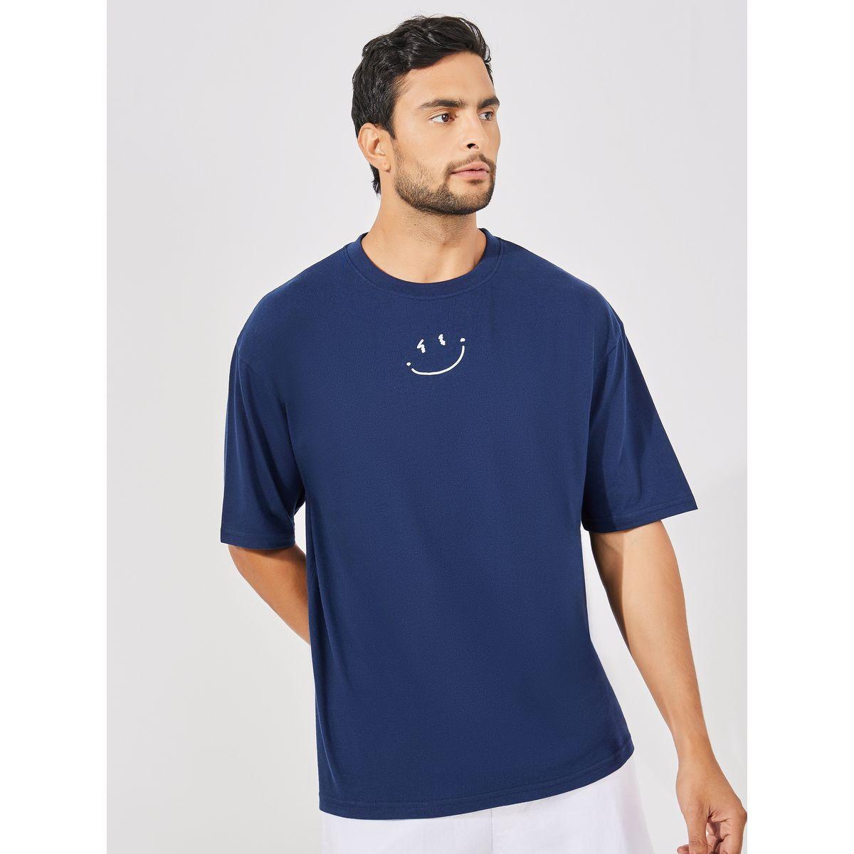 Styli Minimal Emoji Chest Print Oversized T-Shirt-men-clothing-tshirtsandpolos-tshirts-image-1