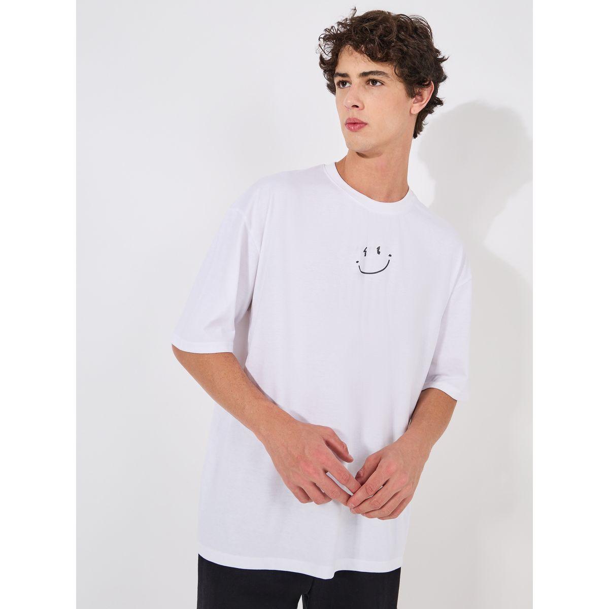 Styli Minimal Emoji Chest Print Oversized T-Shirt-men-clothing-tshirtsandpolos-tshirts-image-1