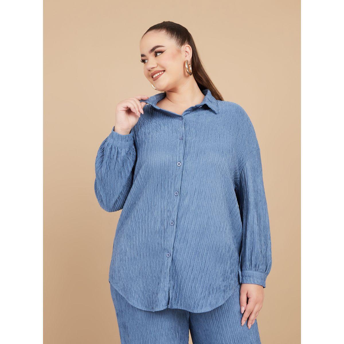 Styli Plus Textured Longline Shirt & Trouser Set-women-clothing-dresses-image-3