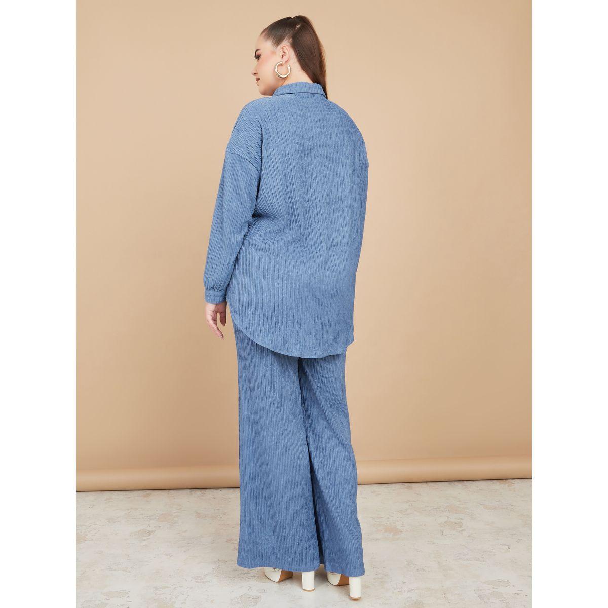 Styli Plus Textured Longline Shirt & Trouser Set-women-clothing-dresses-image-6