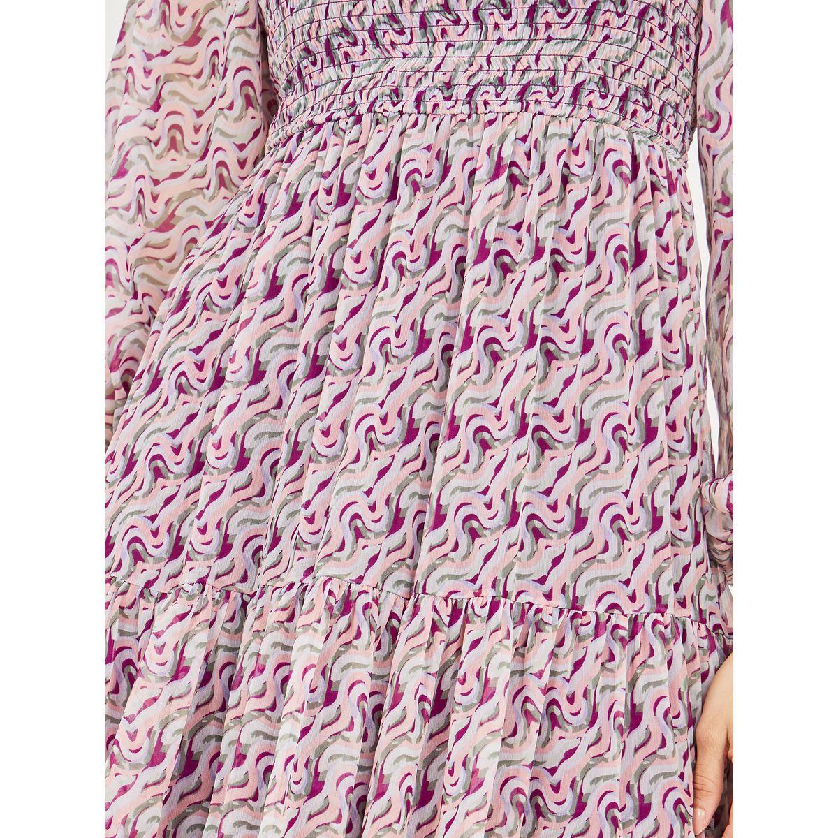 Styli Abstract Print Sheer Sleeve A-Line Maxi Dress-women-clothing-dresses-image-3