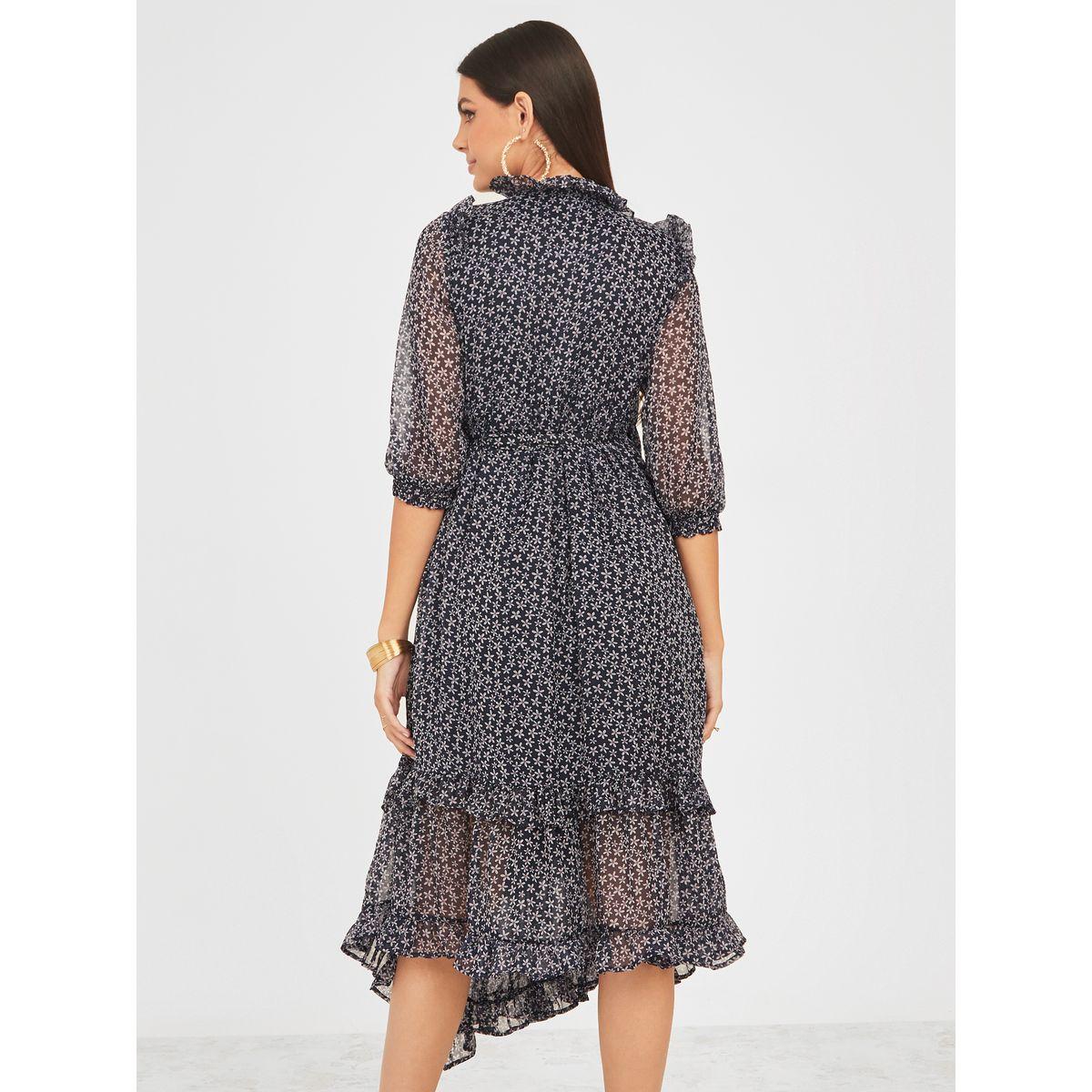 Styli Floral Print Asymmetric Hem Wrap Midi Dress-women-clothing-dresses-image-4