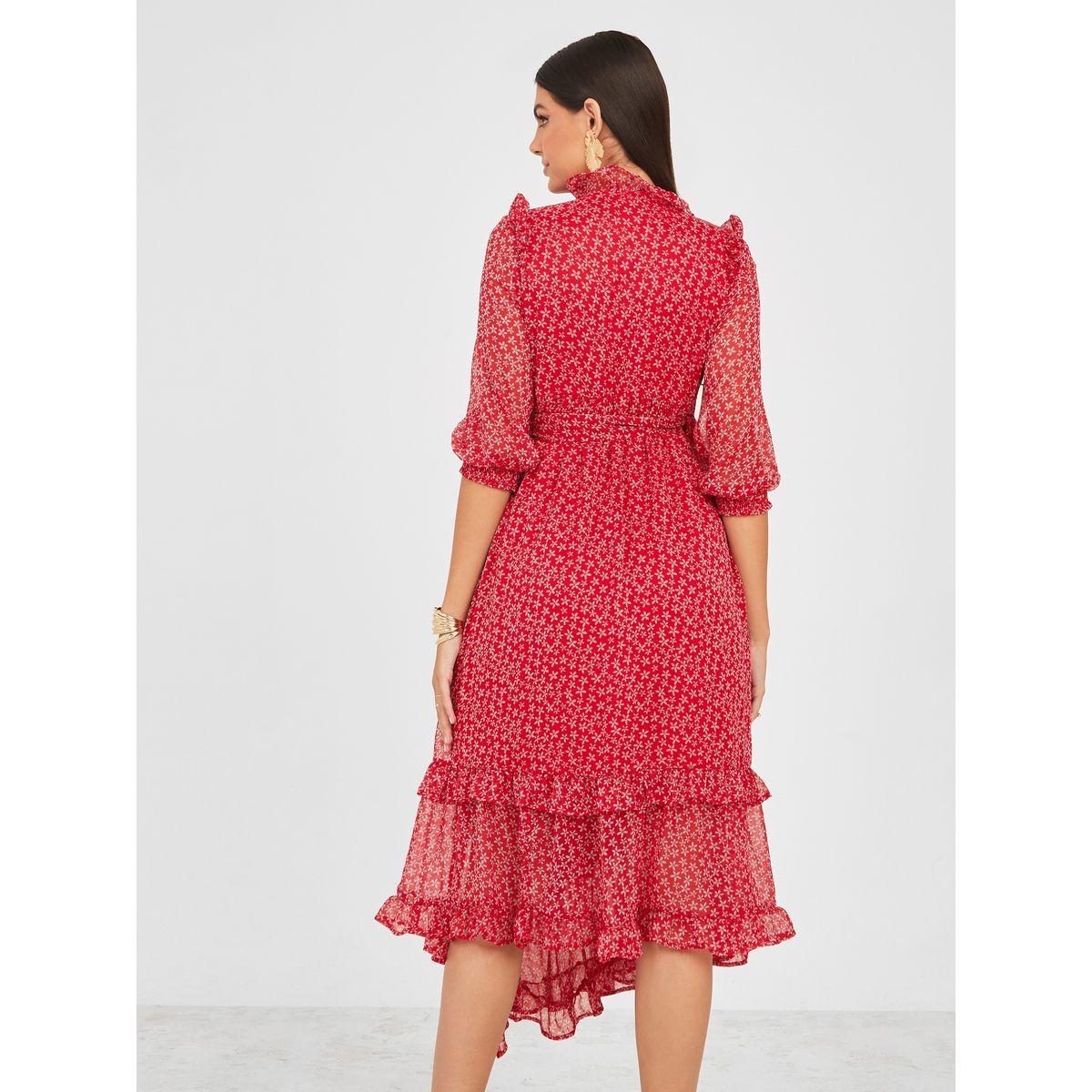 Styli Ditsy Floral Ruffled Wrap Midi Dress-women-clothing-dresses-image-4
