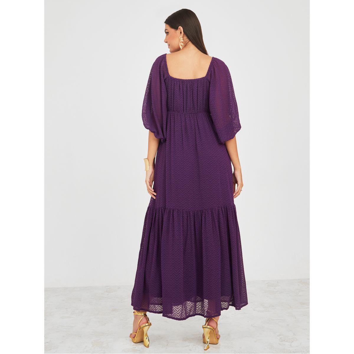 Styli Square Neck Dobby A-Line Maxi Dress-women-clothing-dresses-image-4