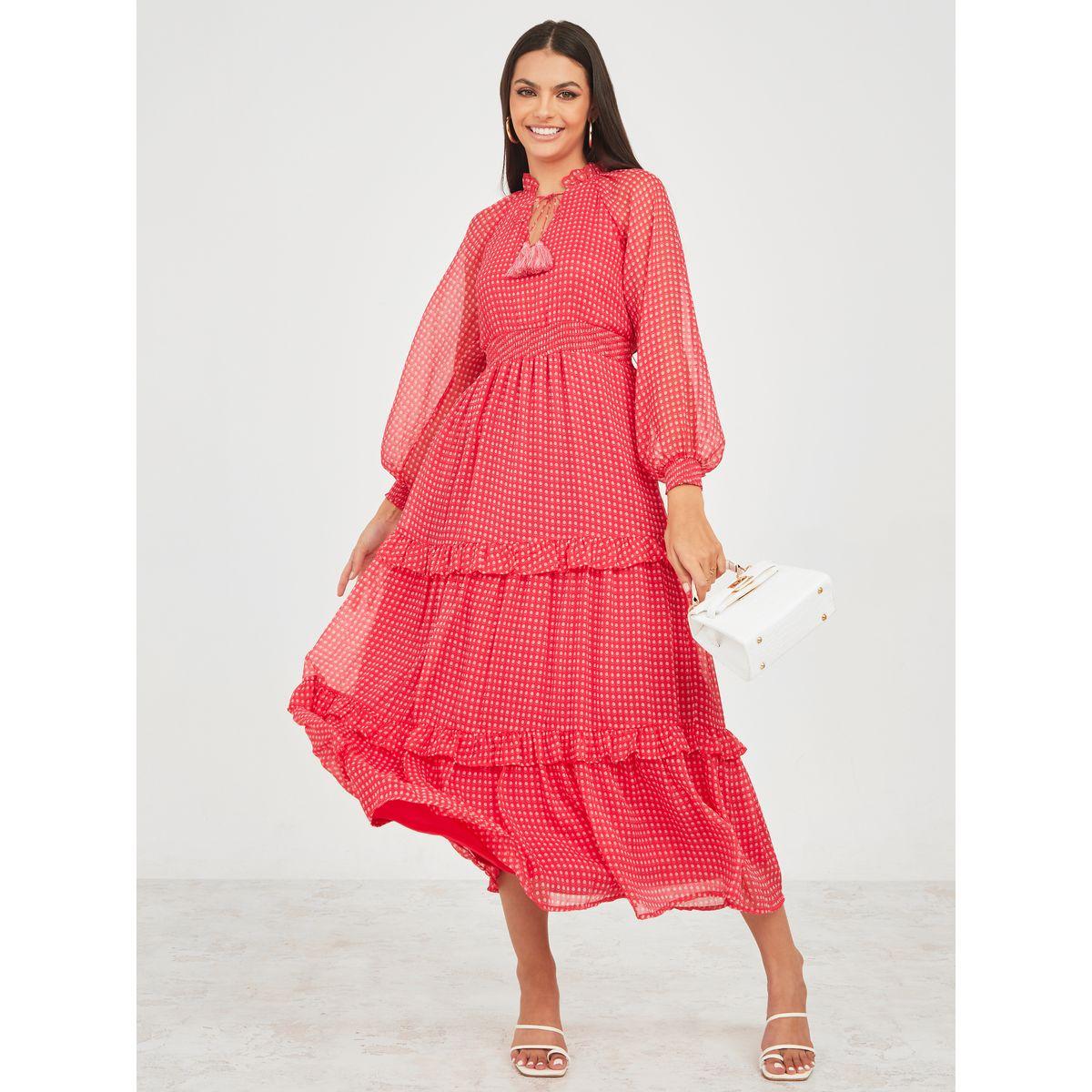 فستان طويل مزين بكسرات-women-clothing-dresses-image-1