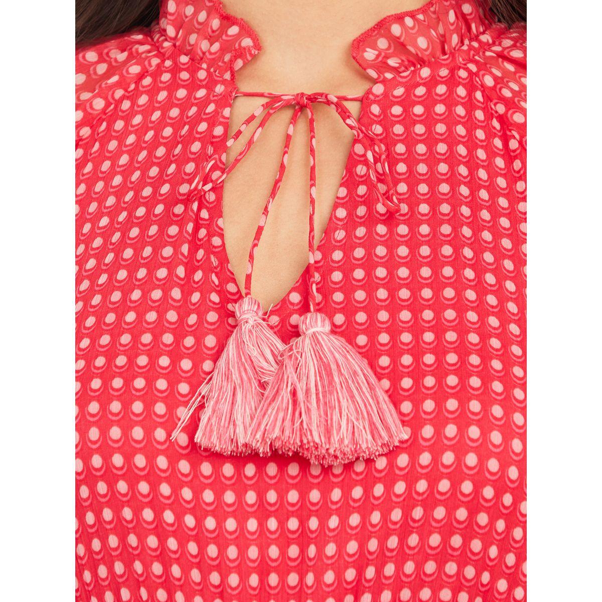 Styli Polka Dot Tie-Up Neck Tiered Maxi Dress-women-clothing-dresses-image-3