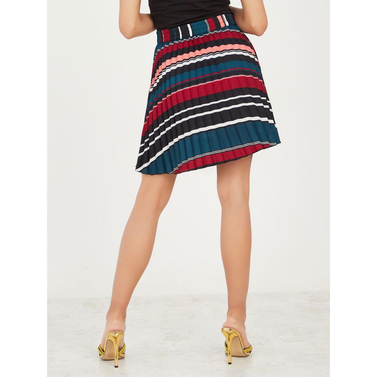 تنورة قصيرة مخططة بكسرات-women-clothing-bottoms-skirts-image-4