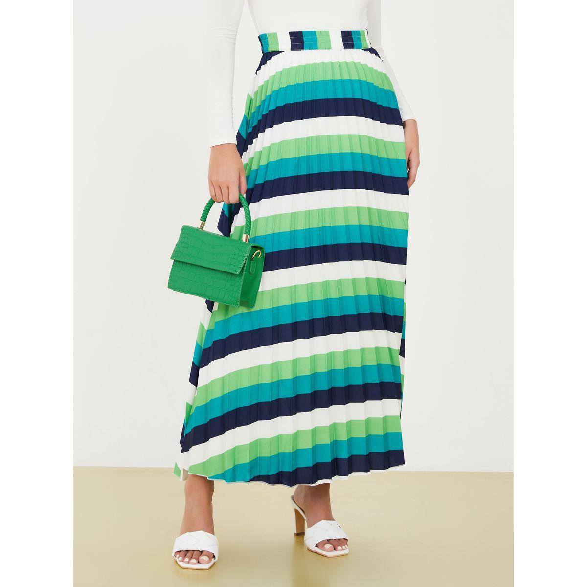 Styli Striped Maxi Pleated Skirt-women-clothing-bottoms-skirts-image-1