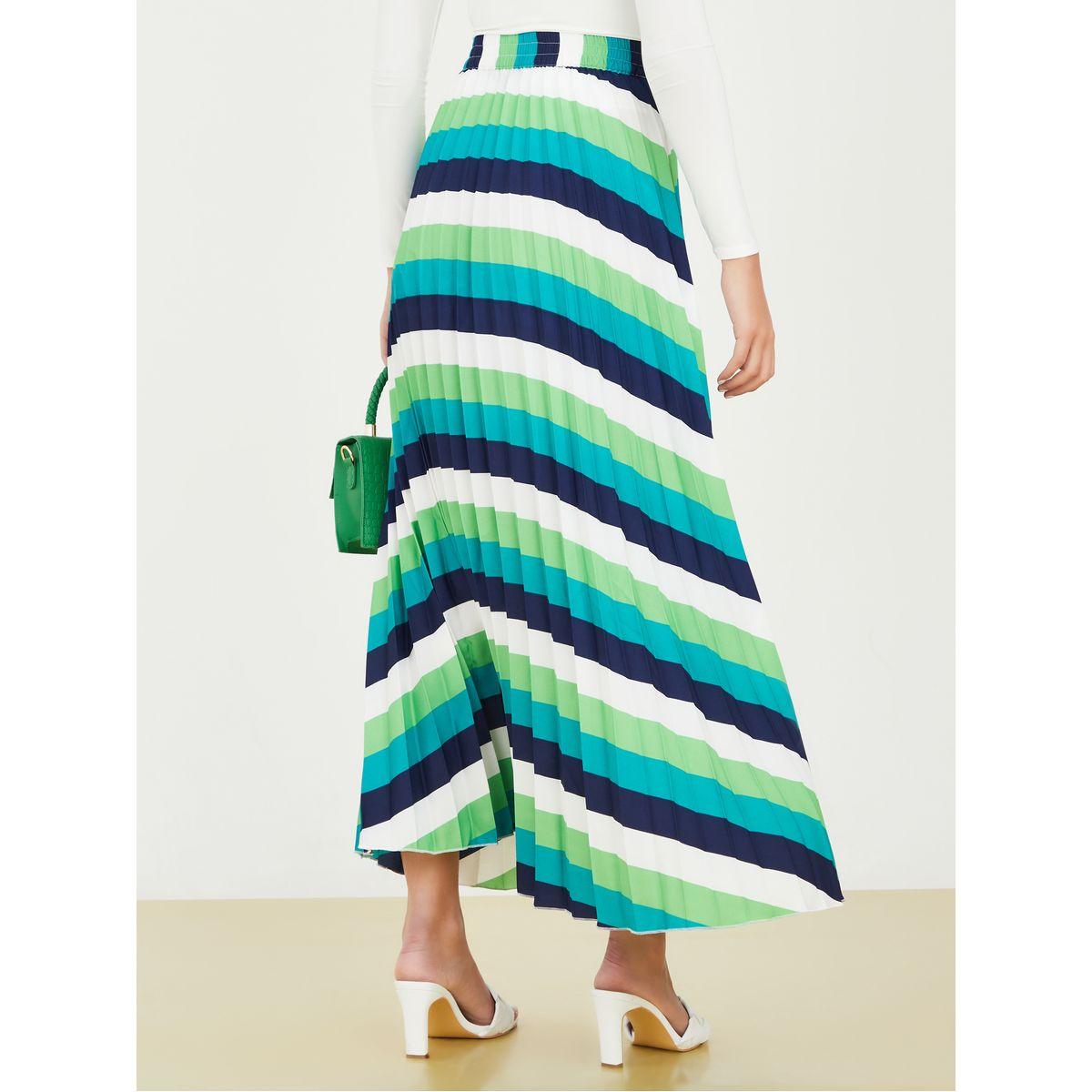 تنورة طويلة مخططة بكسرات-women-clothing-bottoms-skirts-image-1