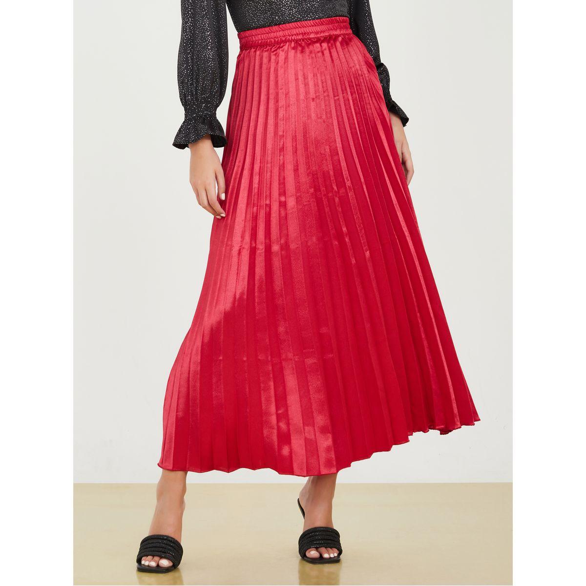 Styli Solid Pleated Maxi Skirt-women-clothing-bottoms-skirts-image-1